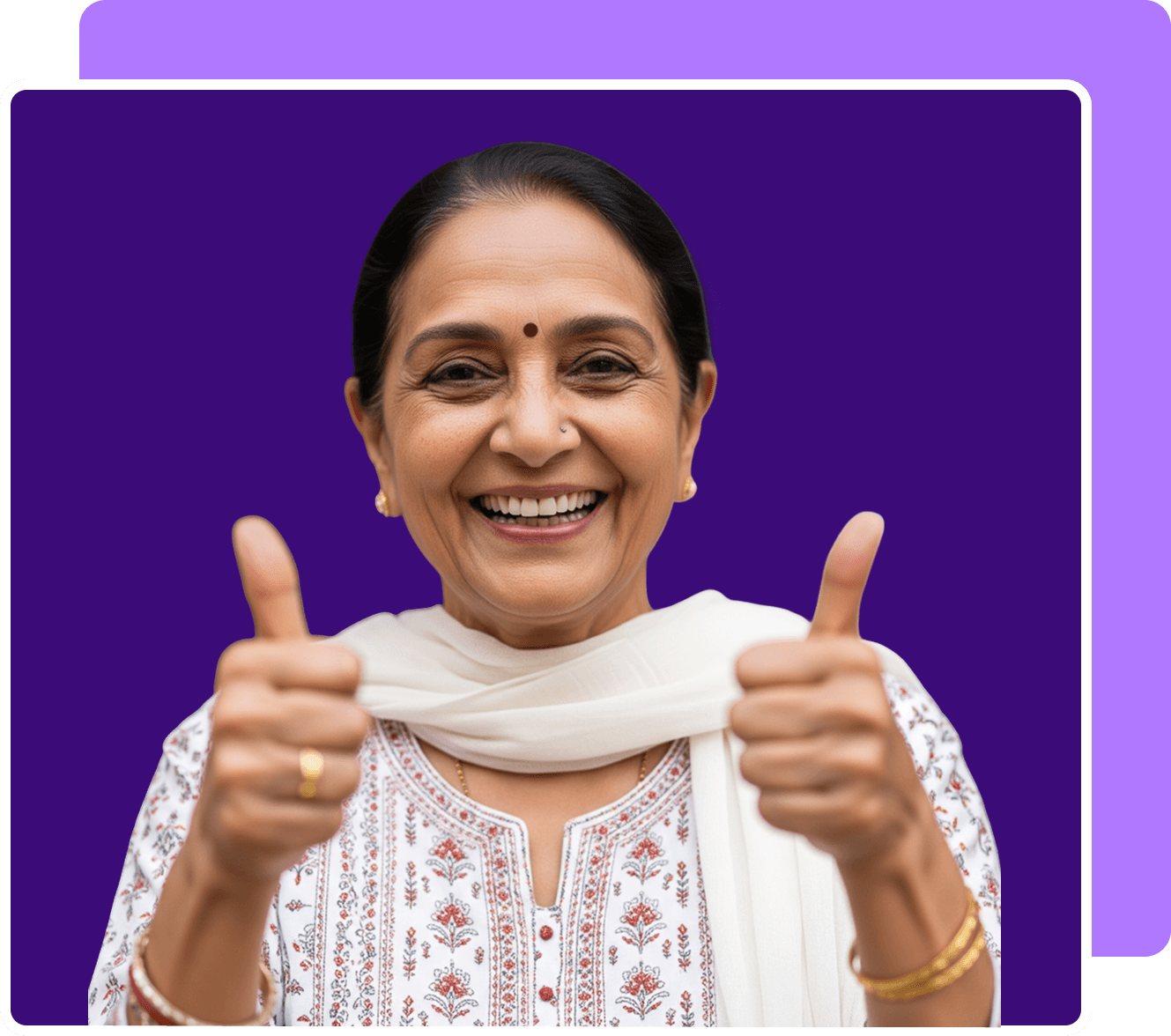 Happy patient with dental implants